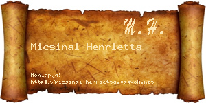Micsinai Henrietta névjegykártya